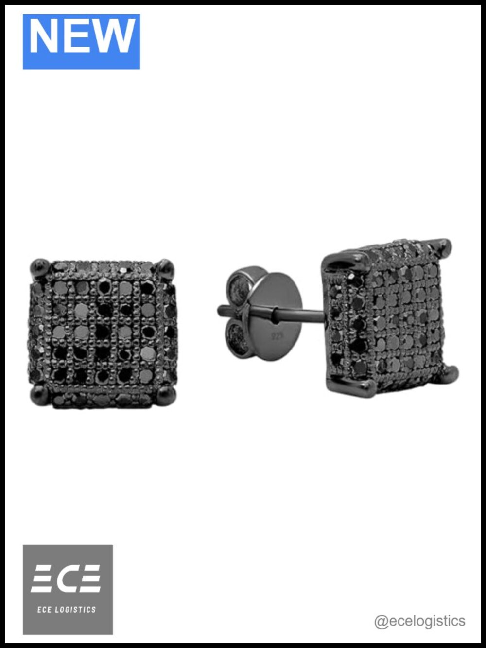 Dazzlingrock Black Plated Sterling Silver Diamond Stud Earrings Unisex Push Back